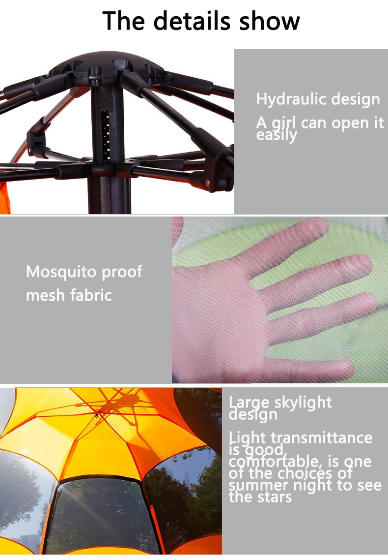 Cheap Goat Tents Outdoor Camping Climbing 3 5 People Automatic Quick Open Hexagonal Tent Double Layer Thickened Rainproof Ventilate Hall Design   